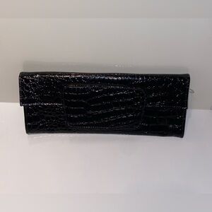 Women’s SOHO‎ black crocodile pattern faux leather clutch